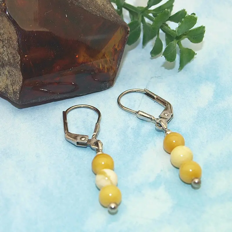 Bernstein Ohrringe mit Klapp-Brisur, liegend